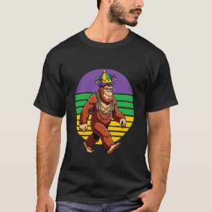 T-shirt Mardi Gras Bigfoot Chapeau de Bouffon Perles Défil