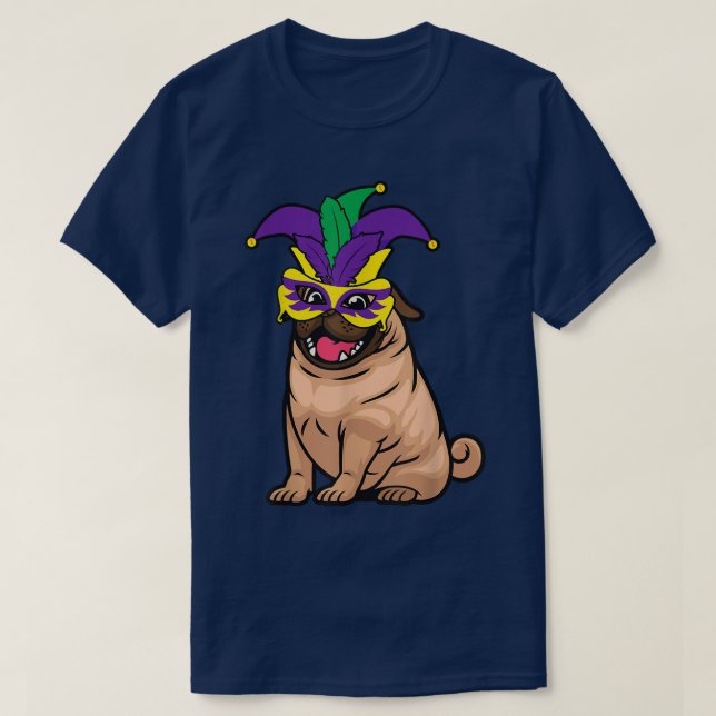 T-shirt Mardi Gras Carlin Cute Chien Carnival Parade Masca (Design devant)