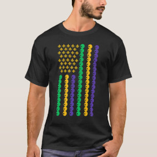 T-shirt Mardi Gras Carnival perles drapeau américain Mardi
