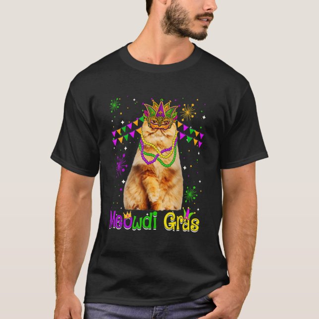 T-shirt Mardi Gras Chat Cute Perse Chat Masque Carnaval (Devant)