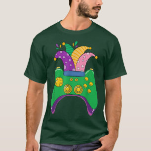 T-shirt Mardi Gras Contrôleur de jeu vidéo Jester Casquett