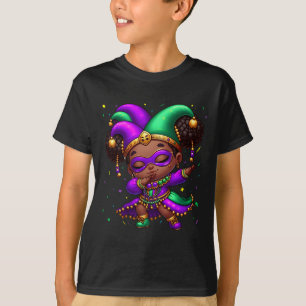 T-shirt Mardi Gras Dabbing mignonne Black Girl Jester Casq