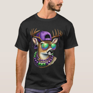 T-shirt Mardi Gras Deer Chasse Mardi Beads Fête Masque Gar