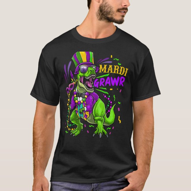 T-shirt Mardi Gras Dinosaur T Rex Funny Mardi GrawBoys K (Devant)