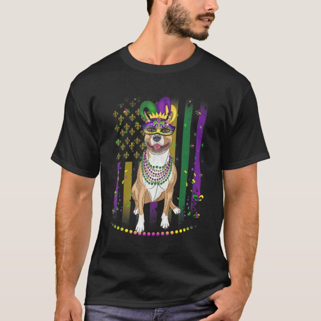 T-shirt Mardi Gras Dog Carnival Pitbull Dog Jester Pet Pup (Devant)
