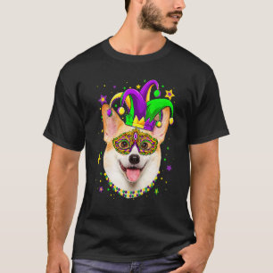 T-shirt Mardi Gras drôle collier de perles de chien Corgi 