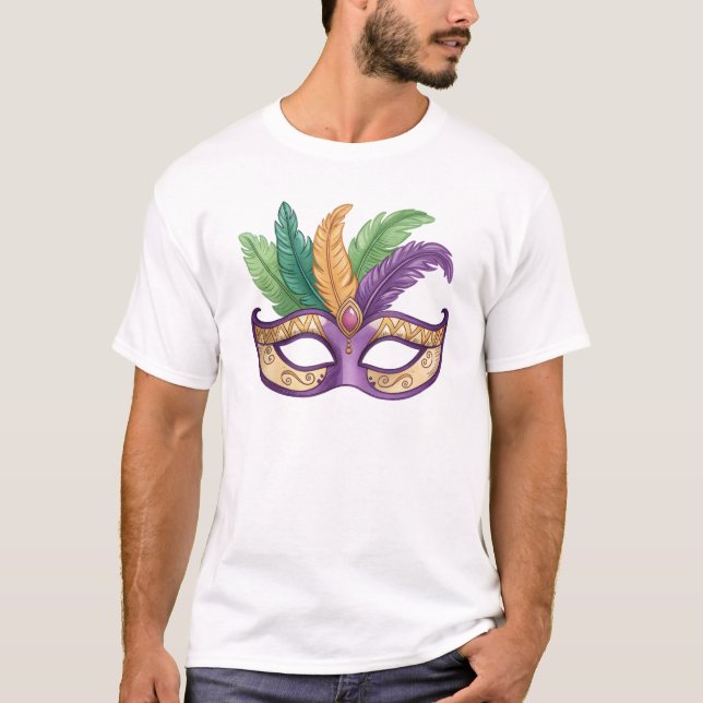 T-shirt Mardi Gras Feather Mask Illustration (Devant)