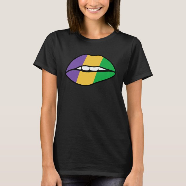 T-shirt Mardi Gras Girl Lips Festival Couleurs Carnaval (Devant)