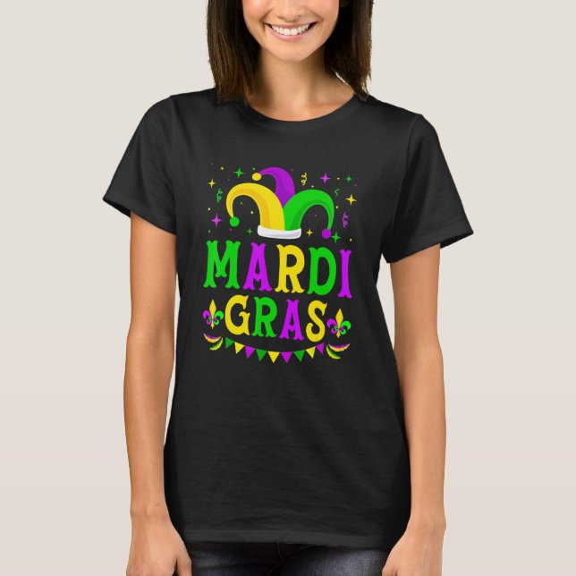 T-shirt Mardi Gras Jester Hat Funny Parade Costume Men Wom (Devant)