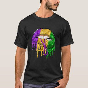 T-shirt Mardi Gras Lips Funny Festival Fête Femmes Costume