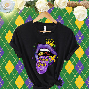 T-shirt Mardi Gras Lips-Mardi Gras Beads Fat Mardi Gras