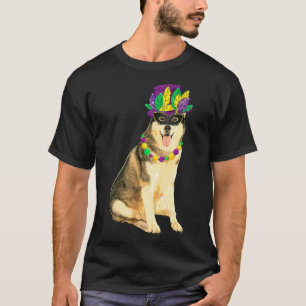 T-shirt Mardi Gras Masque Costume Chien Sibérie Husky Chie