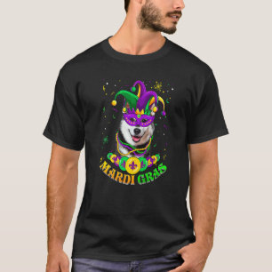 T-shirt Mardi Gras mignon Husky sibérien Papa Chien Maman