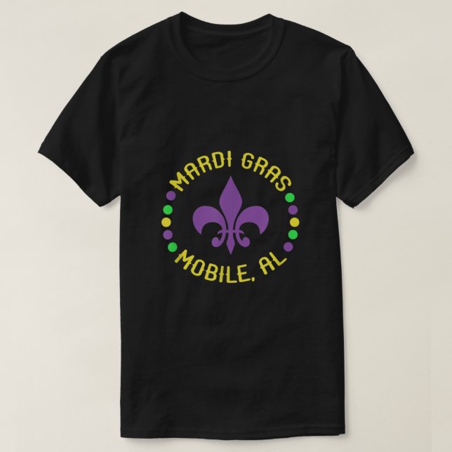 T-shirt Mardi Gras Mobile Al Fleur De Lis Beads (Design devant)