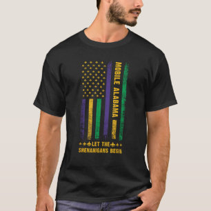 T-shirt Mardi Gras Mobile Alabama Fleur De Lis American Fl