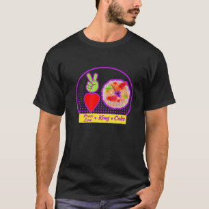 T-shirt Mardi Gras Peace Love King Cake Colorful Mardi Gra