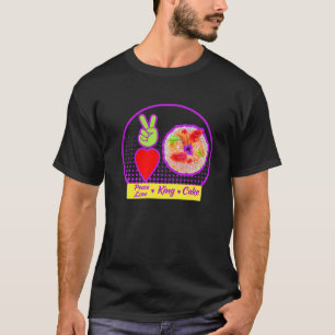 T-shirt Mardi Gras Peace Love King Cake Colorful Mardi Gra