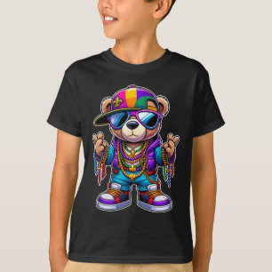 T-shirt Mardi Gras pour garçons Hip Hop masculin Ourson La