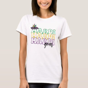 T-shirt Mardi Gras répétition texte masque graphique color
