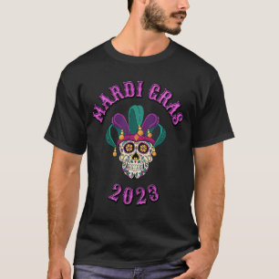 T-SHIRT MARDI GRAS SKULL MASK NEW ORLEANS 2023 FESTIVAL