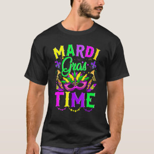 T-shirt Mardi Gras Time Feathered Krewes Mask Mardi Gras