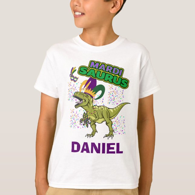 T-shirt Mardi Gras Tyrannosaurus AVEC NOM PERSONNALISÉ Che (Devant)
