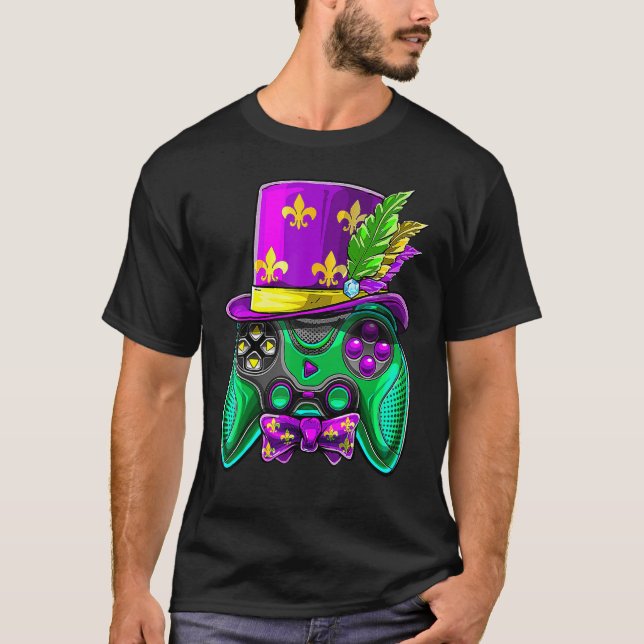 T-shirt Mardi Gras Video Game Controller Jester Hat Costum (Devant)