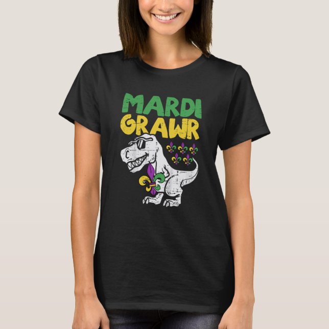 T-shirt Mardi Grawr Rex Dino Toddler Kids Mardi Gras Boys (Devant)