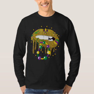 T-shirt Mardis Grad Lips Queen Carnival Costume de Carnava