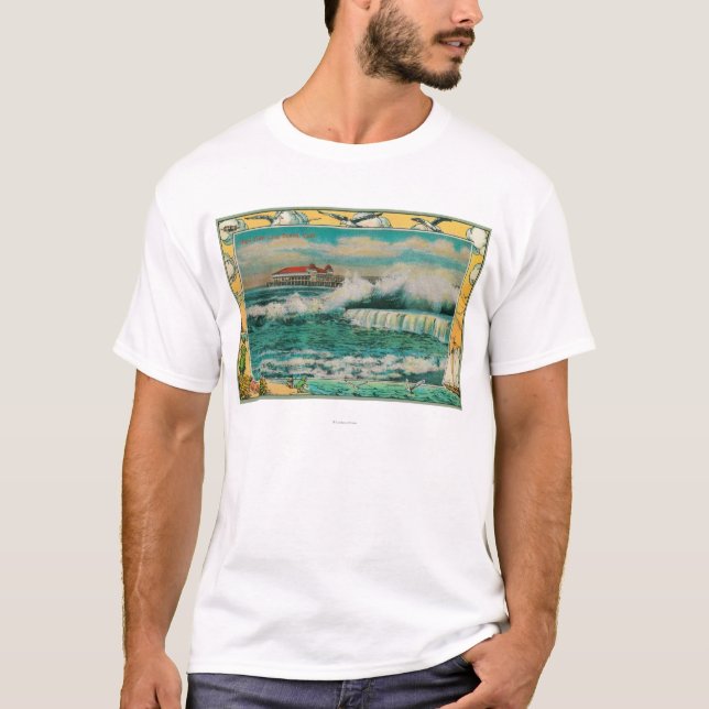 T-shirt Marée haute à Long Beach, la Californie (Devant)