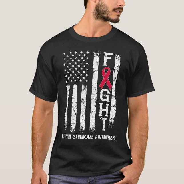 T-shirt Marfan Syndrome Guerrier US Drapeau (Devant)