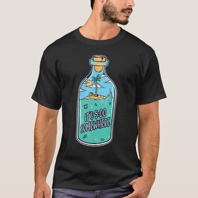 T-shirt Margarita Gnome It s 5 o clock somewhere Palm Tree (Devant)