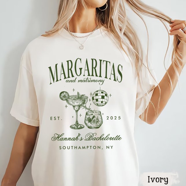 T-shirt Margaritas modernes rétro et Bach strié de mariage (Créateur téléchargé)