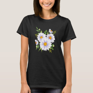 T-shirt Marguerite à coeur blanc et jaune de fleur de jard