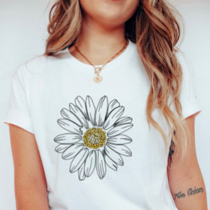 T-shirt Marguerite minimaliste ; Graphique de marguerite d