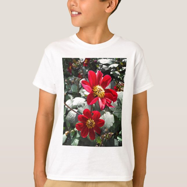 T-shirt marguerite rose chaud rouge / marguerites fleurs (Devant)