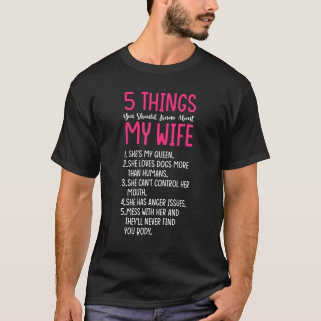 T-shirt Mari Cinq Choses Que Tu Devrais Savoir Sur Ma Femm (Devant)