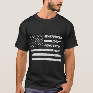 T-shirt Mari Daddy Protector Héros Drapeau américain Pères