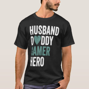 T-shirt Mari de joueur en détresse Daddy Gamer Hero
