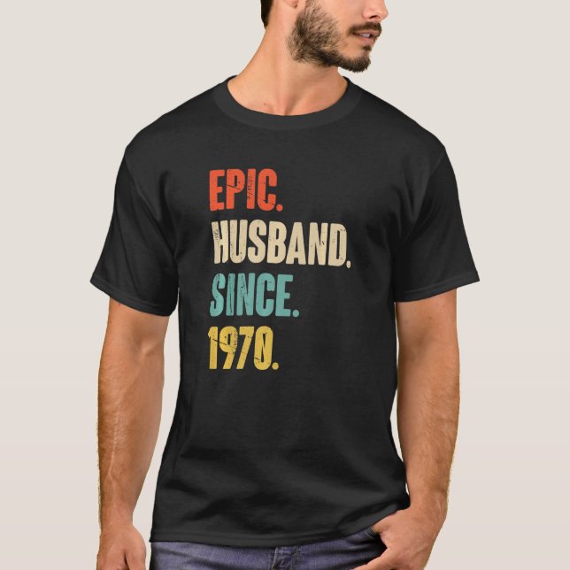 T-shirt Mari Épique Depuis 1970 52 Anniversaire Mariage Fo (Devant)