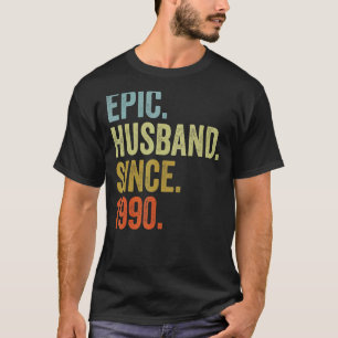 T-shirt Mari épopé masculin depuis 1990 Mariage Anniversai
