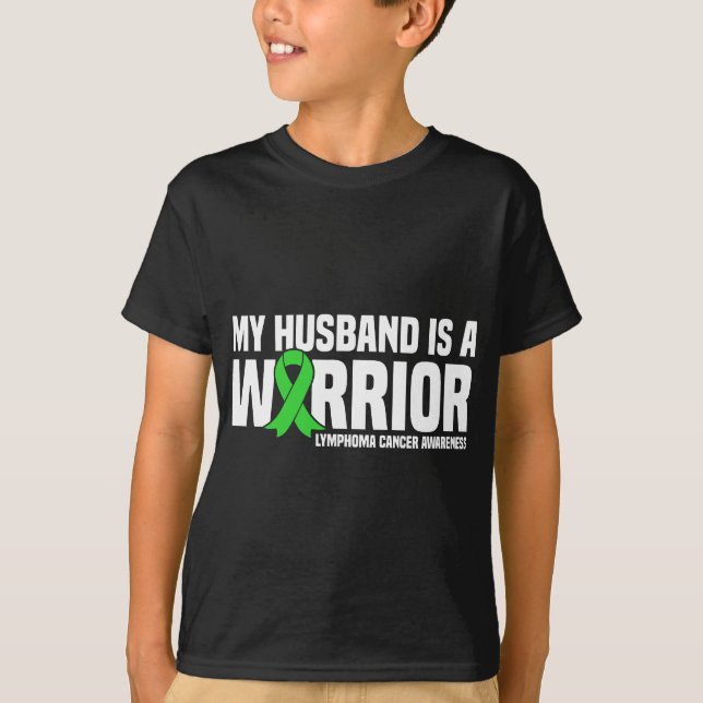 T-shirt Mari est un Warrier Green Ribbon Lymphoma Cancer (Devant)