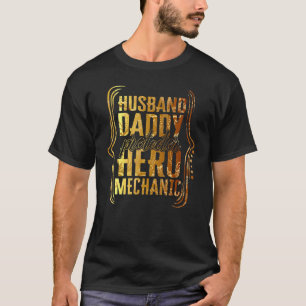 T-shirt Mari Papa Protecteur Héros Mécanicien Tie Dye Or