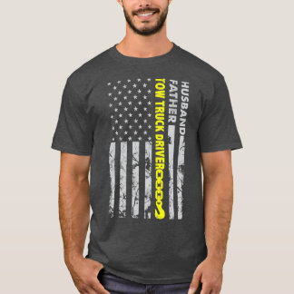 T-shirt Mari père Tow Truck Driver drapeau américain