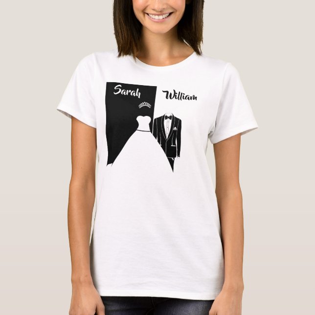 T-shirt mariage blanc tuxedo noir (Devant)