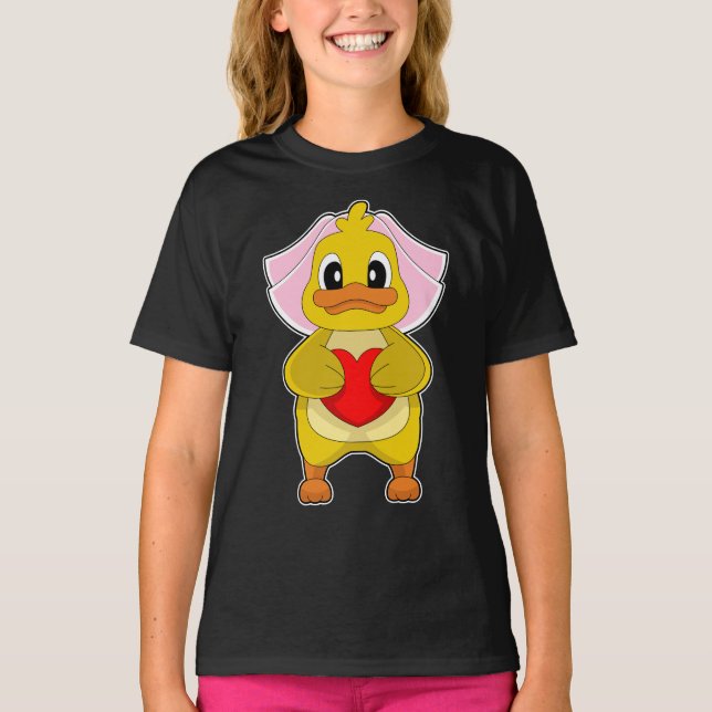 T-shirt Mariage de coeur de la mariée de canard (Devant)