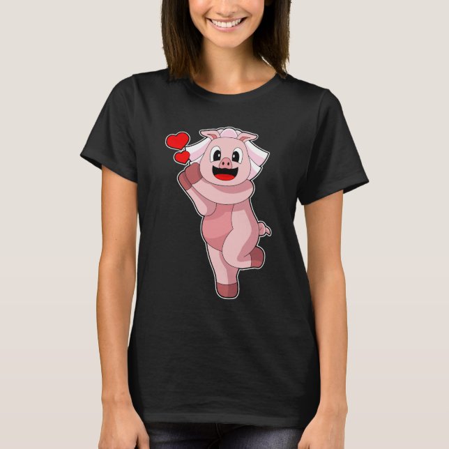 T-shirt Mariage de coeur de mariée de porc (Devant)
