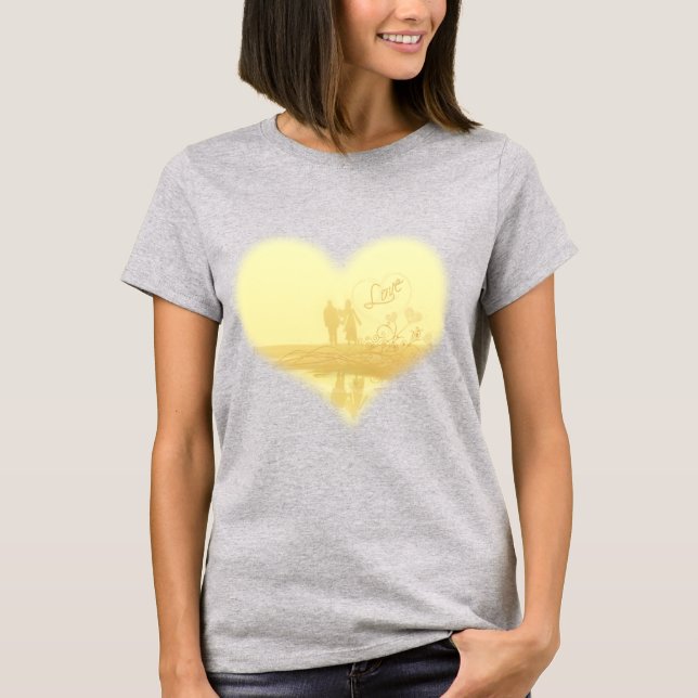T-shirt Mariage de la plage de Coeur Jaune (Devant)