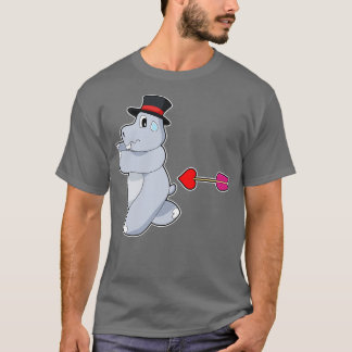 T-shirt Mariage de l'amour de flèche de marié hippopotame