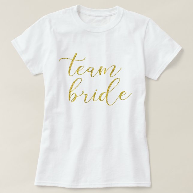 T-shirt Mariage de l'équipe Gold Parties scintillant (Design devant)